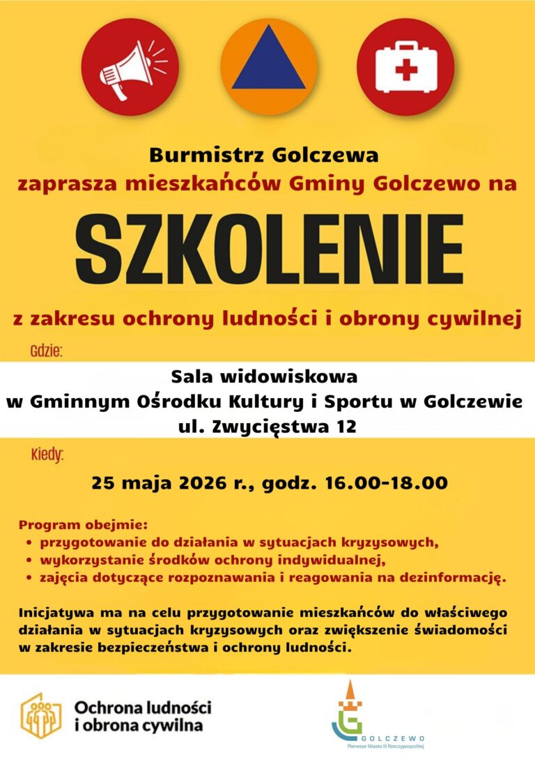W&nbsp;poniedziałek szkolenie z&nbsp;ochrony ludności i&nbsp;obrony cywilnej w&nbsp;Golczewie