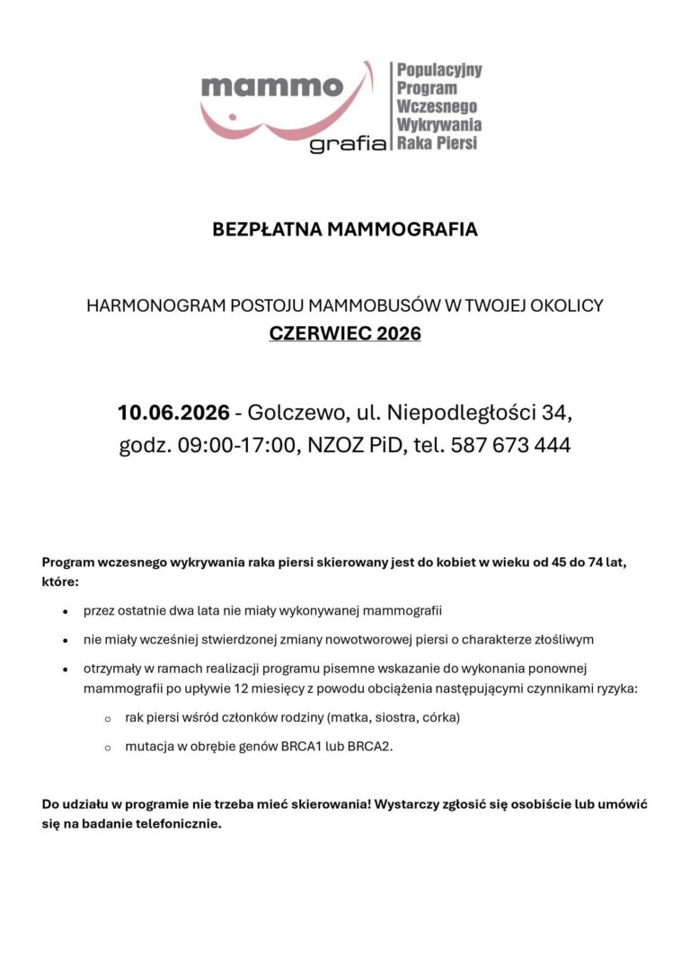 Mammobus pojawi się w&nbsp;Golczewie. Bezpłatne badania już 10 czerwca