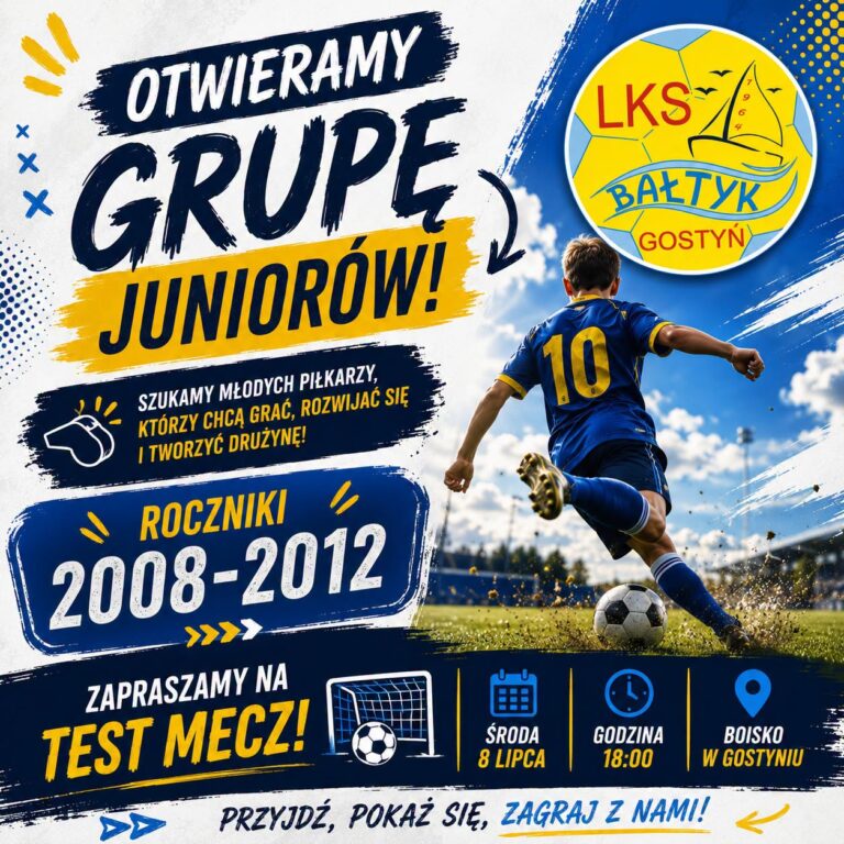 Bałtyk Gostyń zaprasza młodych piłkarzy na&nbsp;test mecz