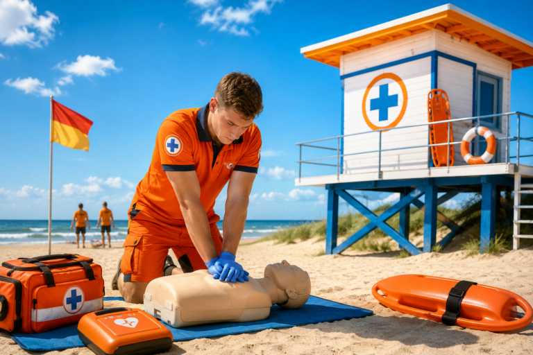 Darmowy trening pierwszej pomocy na&nbsp;plaży. Akademia OLiOC zawita do&nbsp;bazy ratowników WOPR