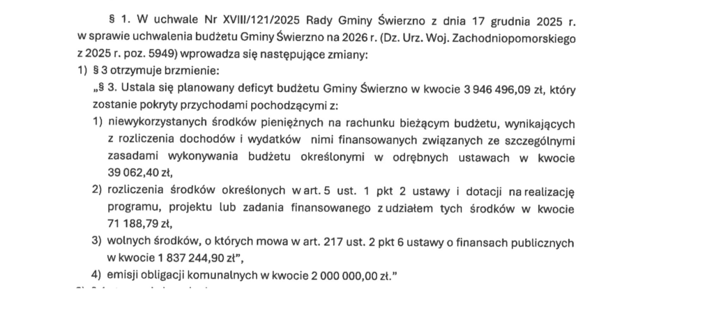 Deficyt wzrósł. Brakuje 2 milionów na jego pokrycie. Gmina Świerzno planuje obligacje 1 IMG 3441