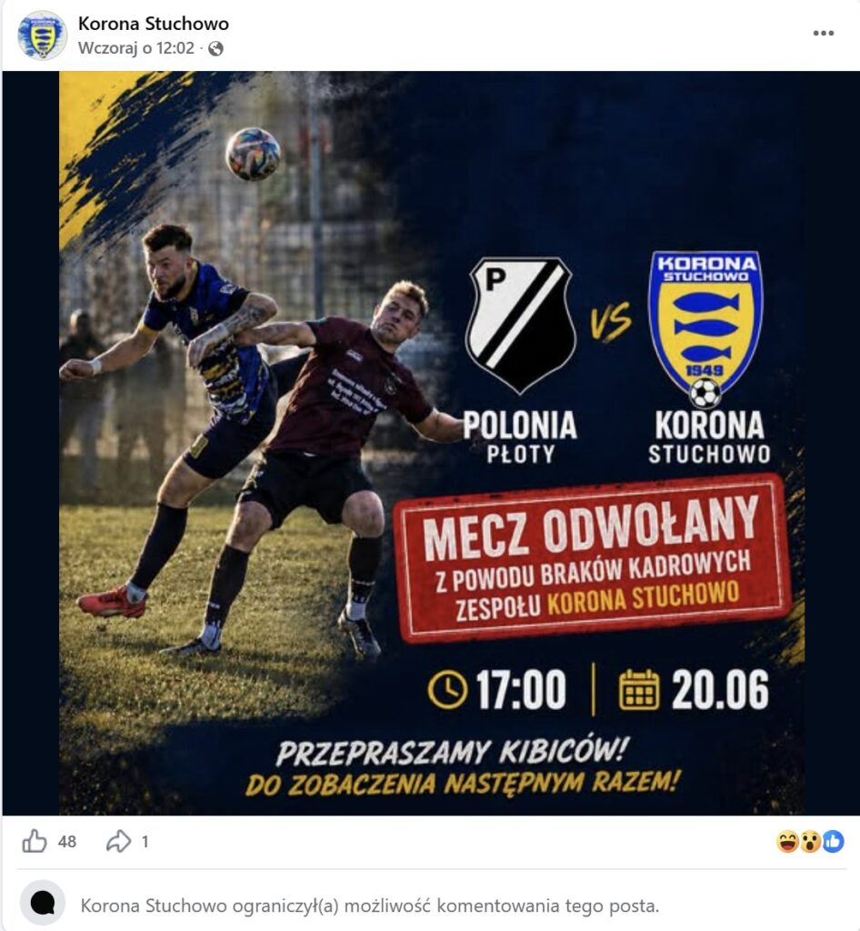 Zawieszona licencja, odwołany wyjazd i finansowe znaki zapytania. Co dzieje się w Koronie Stuchowo? 2 korona 1