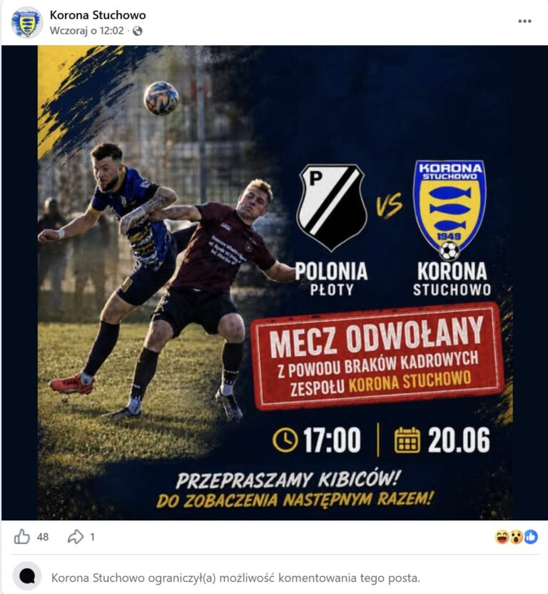 Zawieszona licencja, odwołany wyjazd i&nbsp;finansowe znaki zapytania. Co&nbsp;dzieje się w&nbsp;Koronie Stuchowo?