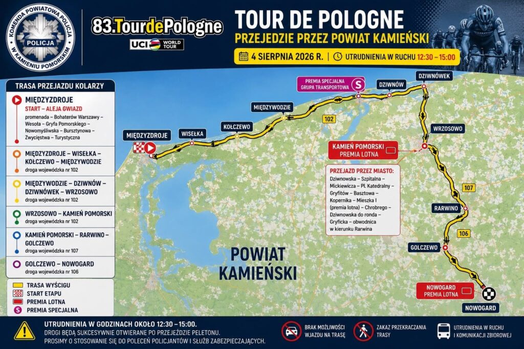 Tour de Pologne przejedzie przez powiat kamieński. Policja ostrzega przed zamknięciami dróg 3 758252969 122139386637233301 9069819072335297022 n