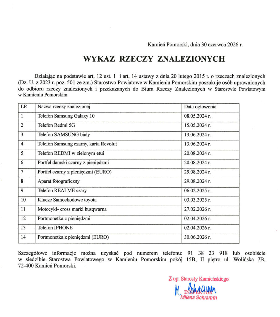 Wykaz Rzeczy Znalezionych