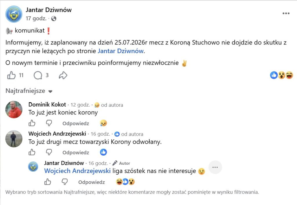 Co dzieje się z Koroną Stuchowo? Klub odwołuje kolejny sparing, a zawodnicy odchodzą 1 korona