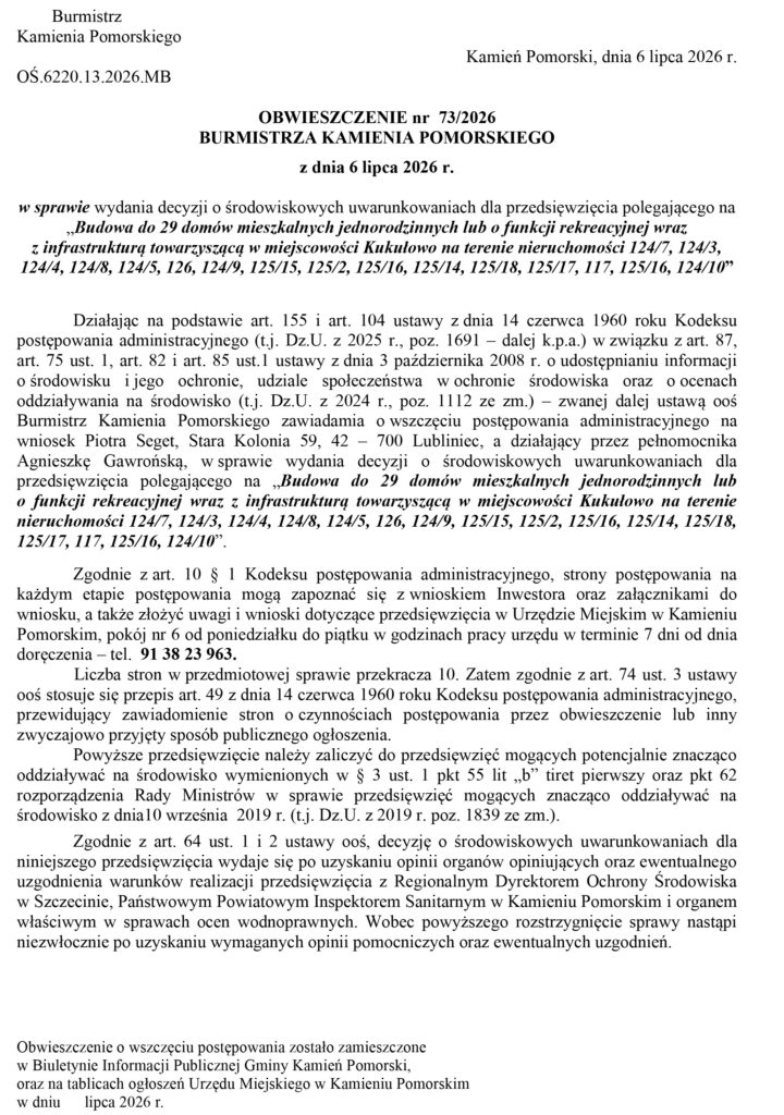 obwieszczenie nr 73 o wszczecie 1