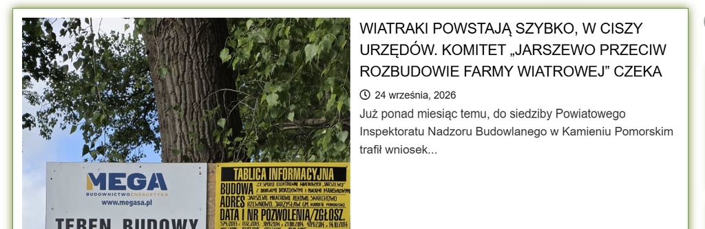 Mieszkańcy gmin Kamień Pomorski i Wolin chcą wiatraków. Tylko gdzie i kogo pytano? Może Mieszkańców Jarszewa czy Benic ? 1 Zrzut ekranu 2026 10 05 084637