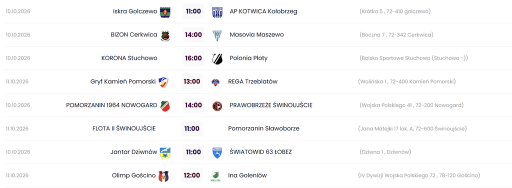 Piłkarski weekend w powiecie kamieńskim. Ważne mecze naszych drużyn 2 Zrzut ekranu 2026 10 09 091041