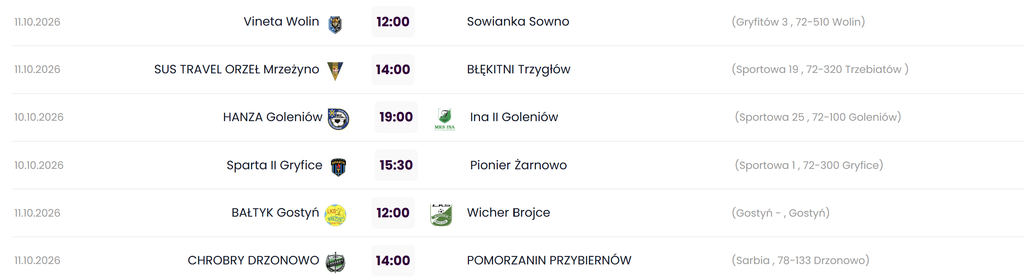 Piłkarski weekend w powiecie kamieńskim. Ważne mecze naszych drużyn 3 Zrzut ekranu 2026 10 09 091054
