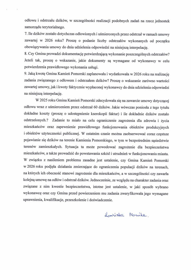 interpelacja z xxvii sesji m kosinska dot odstrzalu dzikow obrazy 1